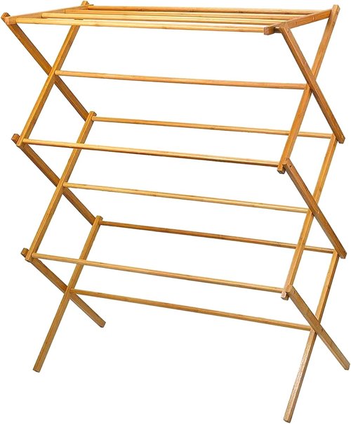 HOME IT Wooden Clothes Drying Rack - Collapsible Bamboo Laundry Rack for Efficient Drying | Heavy Duty Design