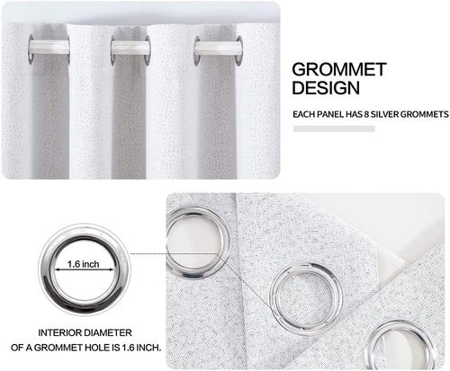 MIULEE Blackout Curtains - 100% Thermal Insulated Linen Texture - Grayish White, 52x72 Inch (2 Panels)