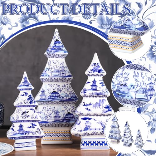 Bucherry 3 Pcs Chinoiserie Christmas Tree Set – 12" 10" 8" Classic Style