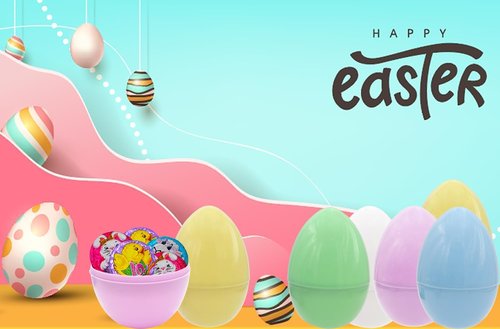 Dreidel Company Colorful Pastel Fillable Easter Eggs - 8" Giant Plastic Eggs (4-Pack) for Egg Hunts
