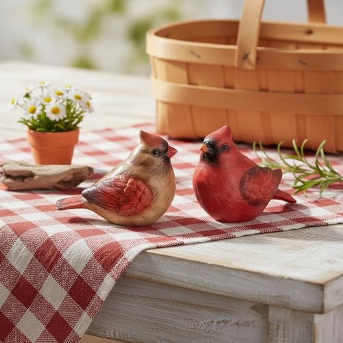 Comfy Hour Red Cardinal Salt and Pepper Shakers - Artisan Crafted Stoneware Kitchen Decor | 2-Count