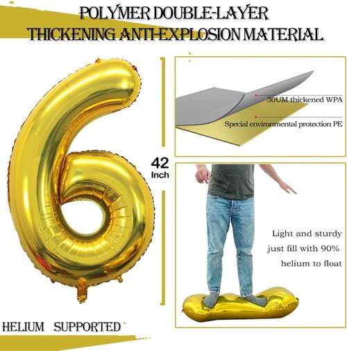 GOER Jumbo 16-Inch Foil Balloons - Sweet 16 Birthday Party Decorations | Gold Helium Balloons for 61st Birthday