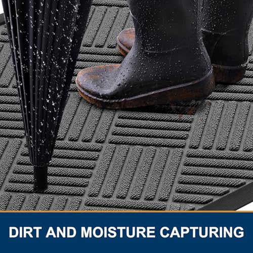 Non-Slip Front Door Mat - 29.5x17 Inch Heavy Duty Rubber Entrance Floor Mat