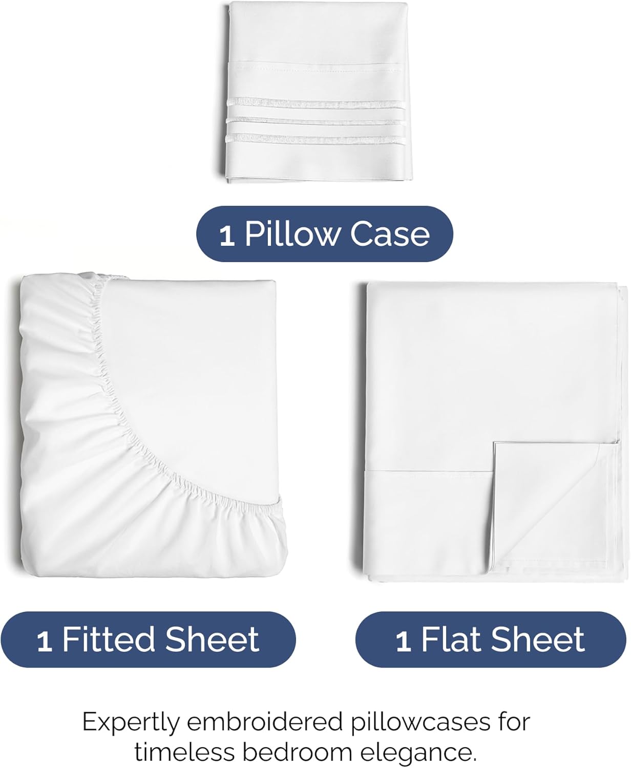 Skiennix Twin Size 3-Piece Sheet Set - Ultra-Soft Cooling Bed Sheets - Deep Pockets, Wrinkle-Free, White