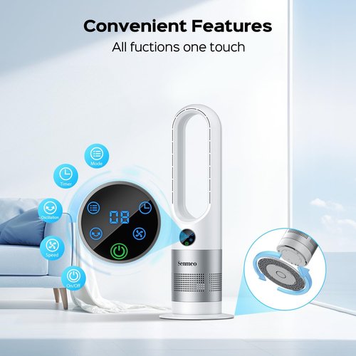 Bladeless Fan - 26" Tower Fan with Remote | 8 Speeds, 90° Oscillation & 9-Hour Timer