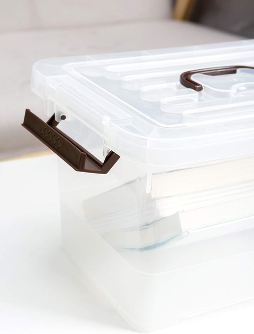 Clear Plastic Storage Bins by [Brand Name] - Stackable 7 Quart Containers with Lids & Handles for Multi-Purpose Organization