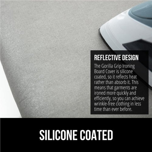 Gorilla Grip Ironing Board Cover & Headboard Gap Pillow Bundle - King Size Gray, Elastic Edge Support