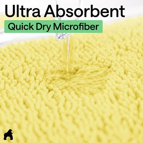 GORILLA GRIP Bath Rug Mat - Soft Absorbent Chenille with Quick Dry Microfiber | 60x24 Yellow