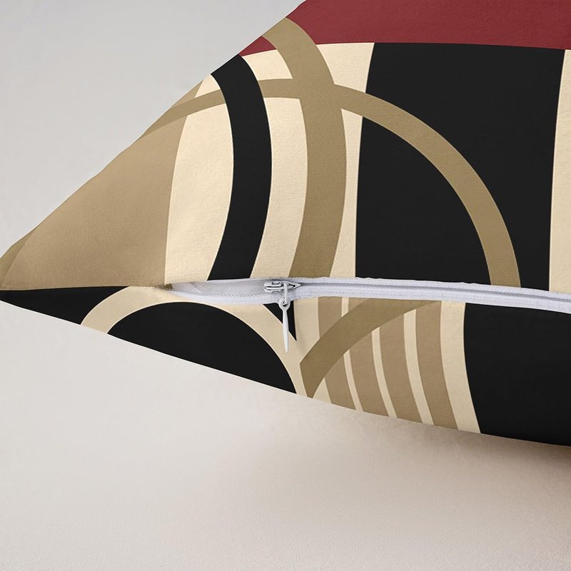 Feelyou Geometric Throw Pillow Covers 20"x20" Set of 2 Geometric Brown Black Red Pillow Cases Cushion Covers for Living Room Bedroom Stripe Line Decor Throw Pillowcases for Sofa Couch Chair