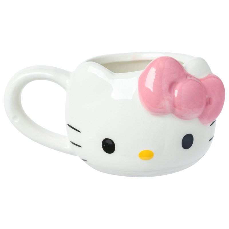 Silver Buffalo Sanrio Hello Kitty Different Color Bows 4 Pack 3D Sculpted Ceramic Mini Mug Set, Perfect as a Sugar, Cream, or Milk Set