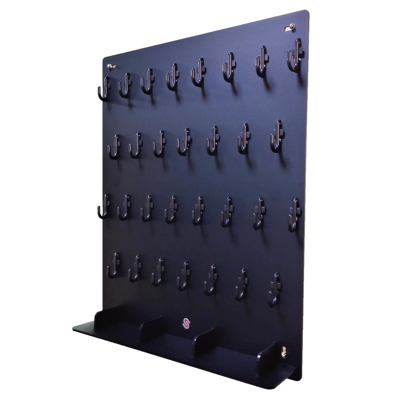 PROSPACE P0015 Acrylic Key Hooks with 30 Hooks Upgrade Thick Buckle 14 3/4ʺW x 18 3/4ʺL Wall-Mounted Key Hanging Board for Garage, Car Dealer, Office, Hotel, Real Estate (Matte Black with Pallet x2)