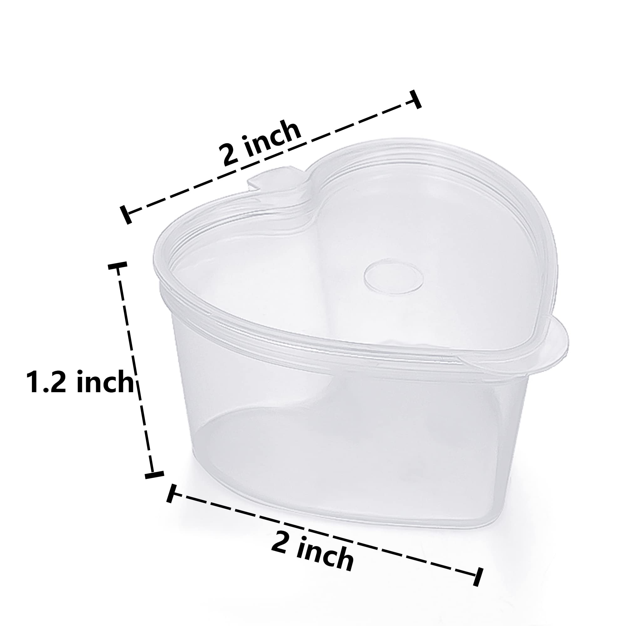 Disposable Plastic Cups with Leak-Proof Lids and Heart-Shaped Souffle, Jello, Condiment Containers - 100 Sets, 1.5 oz Each