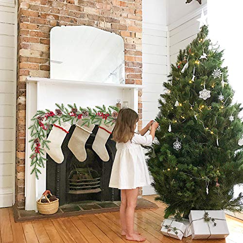 6FT Artificial Christmas Pine Garland with Red Berries & Pine Cones - Holiday Decor