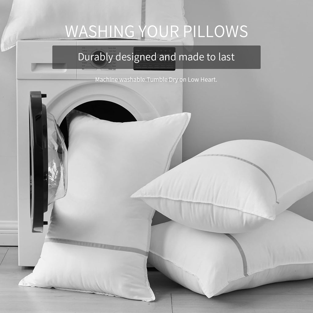 Regine Switzerland Queen Size Bed Pillows - Set of 4 Medium Firm Cooling Pillows for Side & Back Sleepers, 20 x 28 Inches