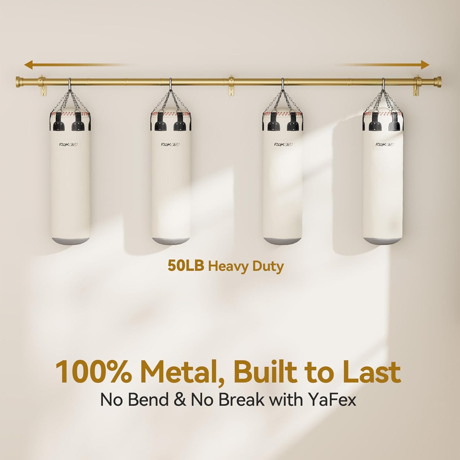 YaFex Curtain Rods - Heavy Duty 1 Inch Adjustable Window Treatment Rods | Gold, 32-144 Inch, Modern Design