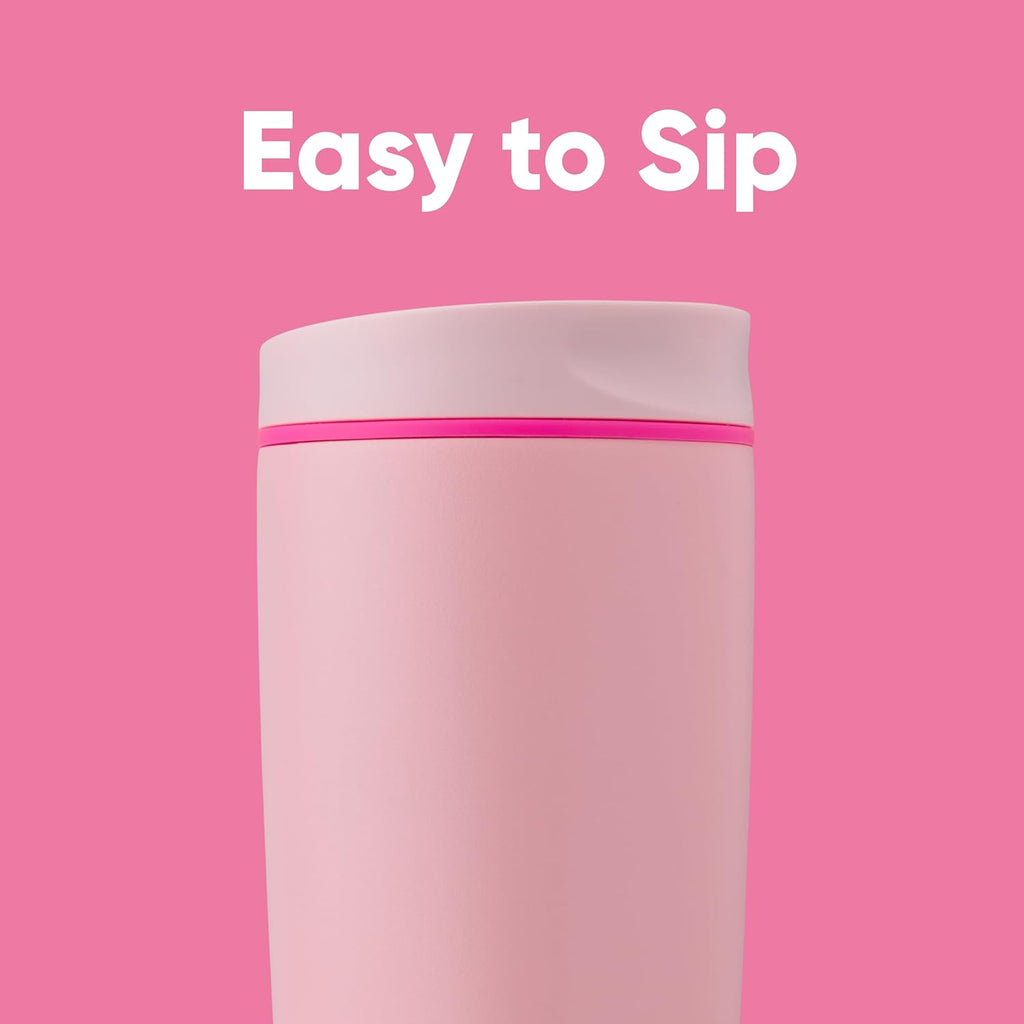 Owala SmoothSip 20 oz Insulated Stainless Steel Coffee Tumbler - Reusable Hot & Iced Coffee Mug, BPA Free, Pink