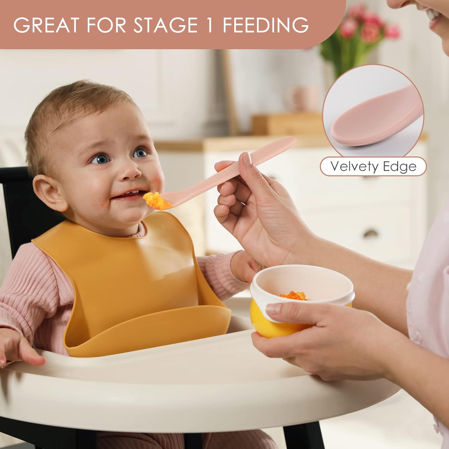 Skiennix 6-Piece Silicone Baby Feeding Spoons - Soft-Tip Infant Utensils for Easy Gum Care | Dishwasher Safe