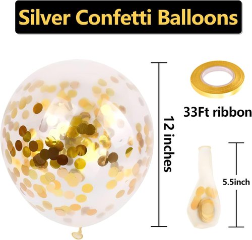 Bezente Gold Confetti Balloons - 12-Inch Helium Balloons with Golden Dots | 60 Pack for Parties & Events