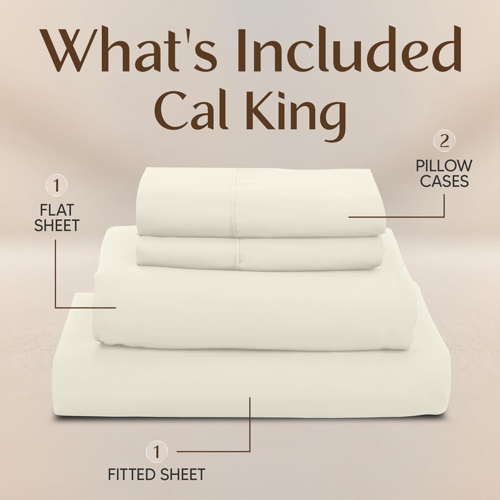 Utopia Bedding California King Sheet Set - Soft, Breathable Microfiber | 4-Piece Ivory Set with Oeko-Tex Certification