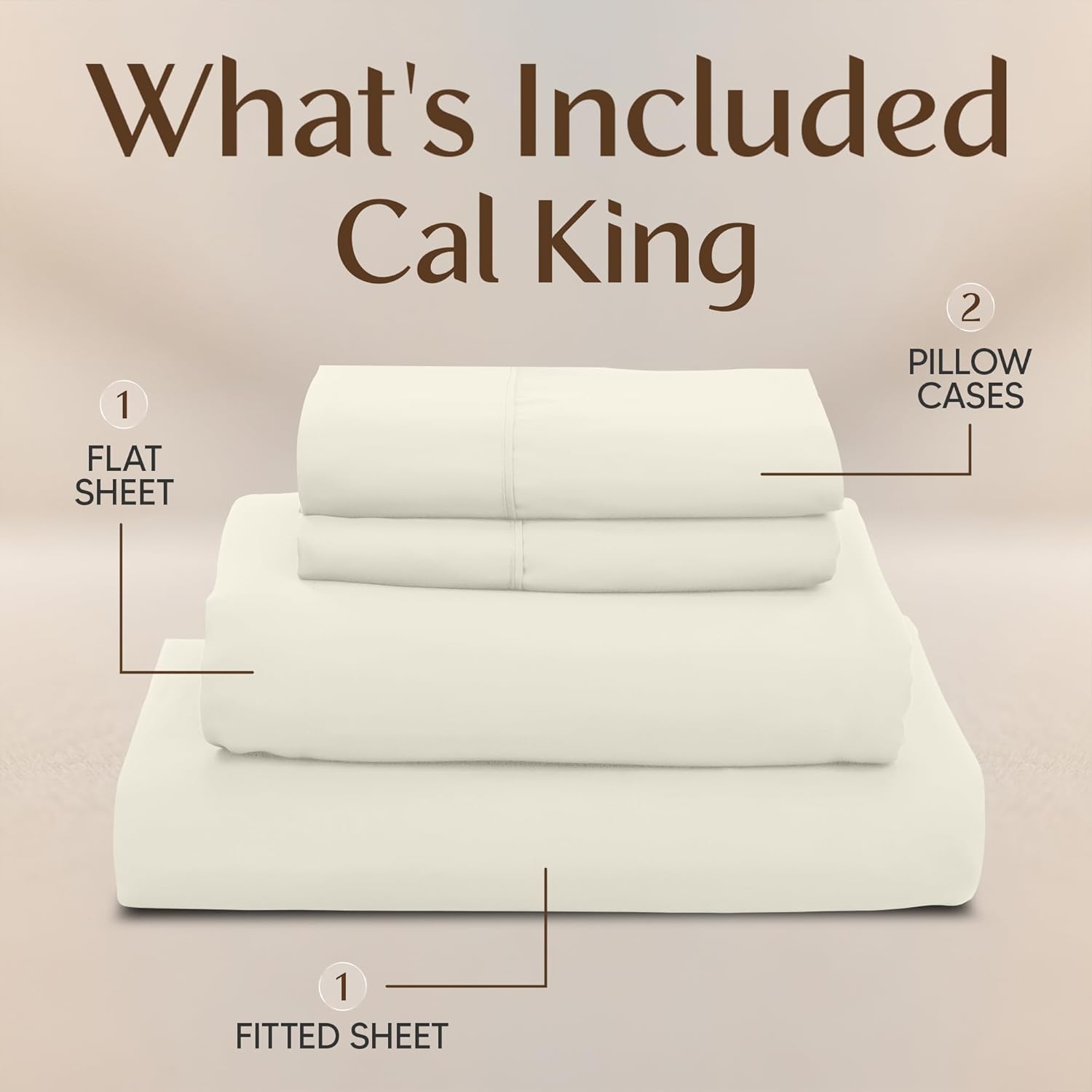 Utopia Bedding California King Sheet Set - Soft, Breathable Microfiber | 4-Piece Ivory Set with Oeko-Tex Certification