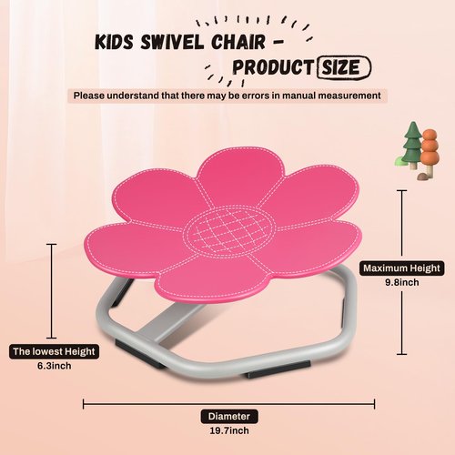 Spinning Chair for Autistic Kids, Seat and Spinning Chair, Body Coordination Training, Rose Red Non Slip Sensory Toys 360° Kids Swivel, Improving Toddler's Physical Fitness