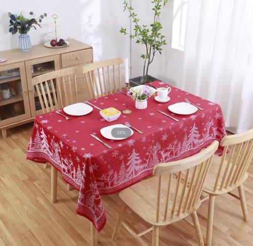 Anlass Christmas Tablecloth 60×84 Inch, Heavyweight Jacquard Deer Table Cloth Rectangle Waterproof Spillproof Wrinkle Resistant for Holiday Winter Dining Room