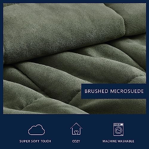 Reversible King Comforter Set with Sherpa Reverse - Beckett Green