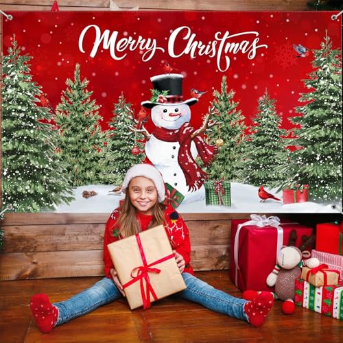 Irenare Christmas Snowman Backdrop Banner for Xmas Party Photo Booth