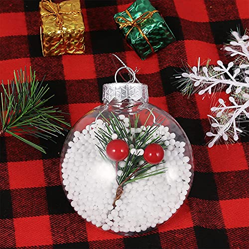 20-Pack Clear Plastic Fillable Ornament Balls (60mm) with Removable Caps