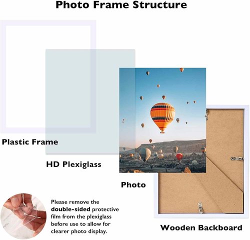 JCJMY 8x9 Picture Frame - White Wall Hanging & Tabletop Display | Shatter-Resistant Plexiglass