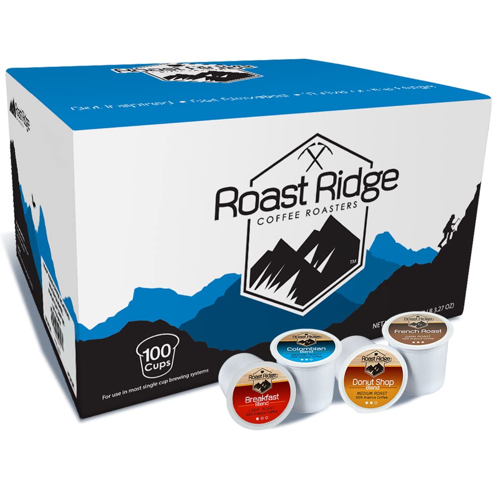Roast Ridge Coffee Pods - Variety Pack for Keurig K-Cup Brewers | 100 Count - Light, Medium, Dark Roast