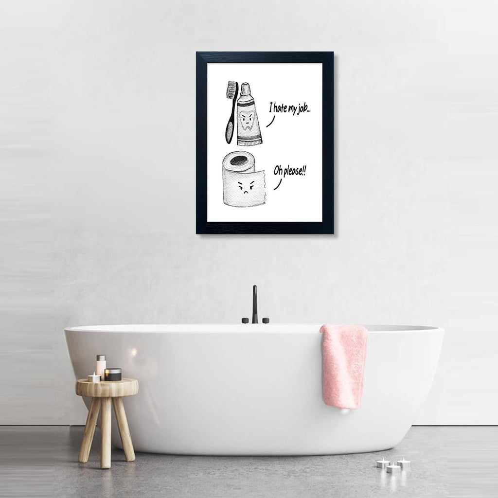 Skiennix Kids Bathroom Decor - Cute Children's Wall Art | Funny Framed Canvas Print for Guest Restroom