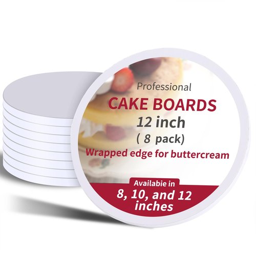 PFAMKEER 8Pcs Cake Boards 12 Inch Round,White Sturdy 1/2 Inch Cake Drum,12 Inch Cake Boards,Disposable Cake Plates,Corrugated Cake Base Cake Drums for Father's Day
