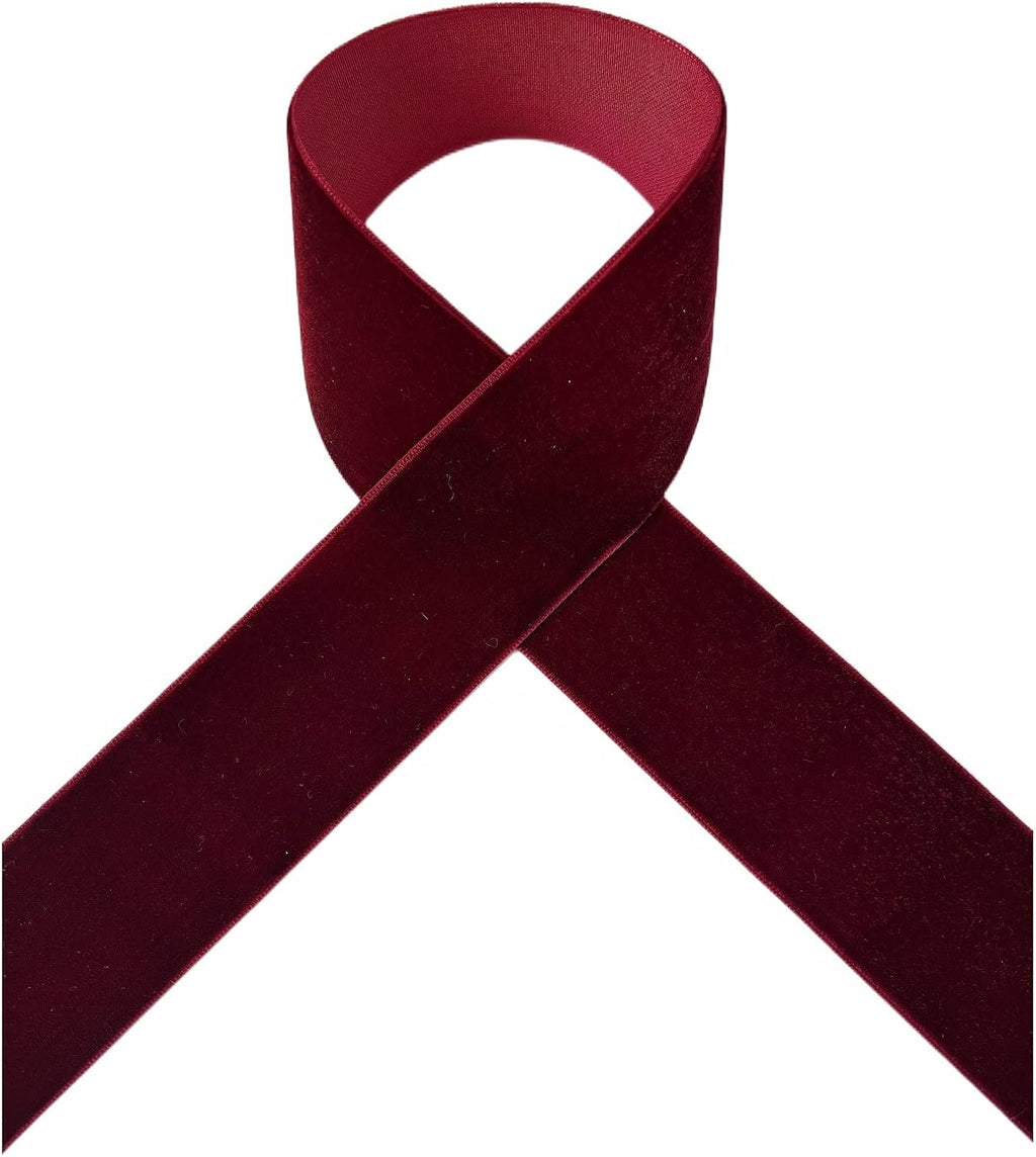 QIANF Velvet Ribbon - 1.5-Inch Wide, 25-Yard Spool in Elegant Burgundy for Crafting & Decor