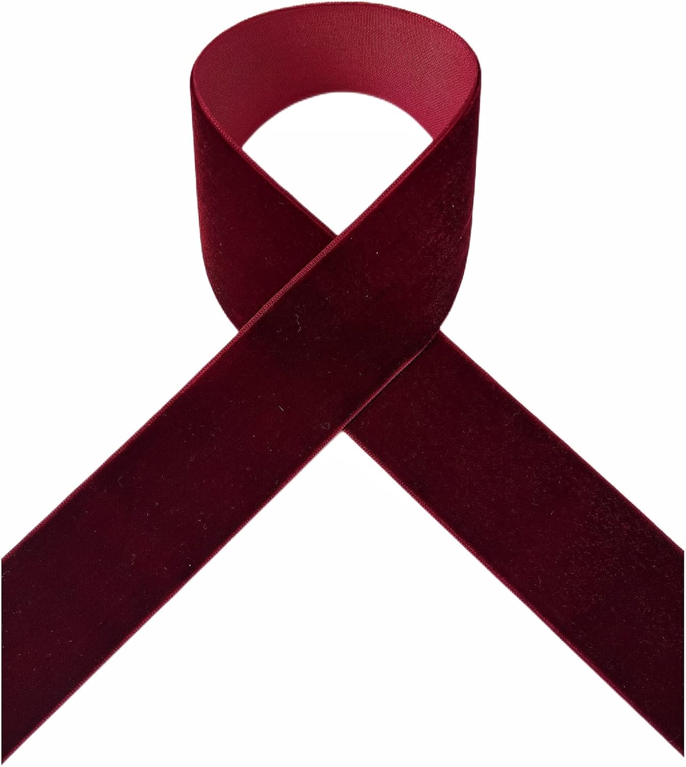 QIANF Velvet Ribbon - 1.5-Inch Wide, 25-Yard Spool in Elegant Burgundy for Crafting & Decor
