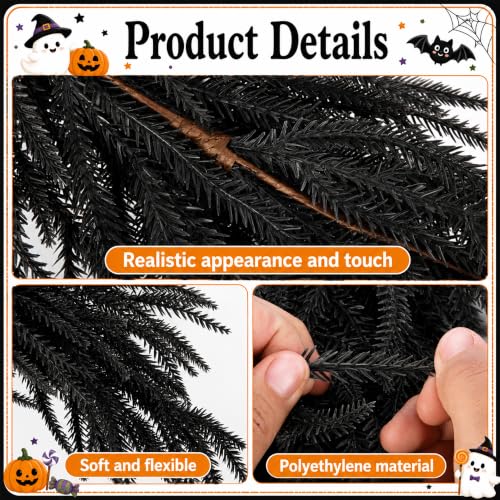 2 Pcs 28-Inch Artificial Black Teardrop Swags for Halloween Door Decor