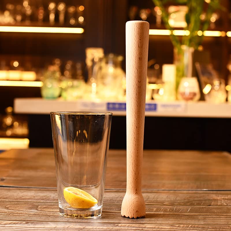 1 Pack Wooden Cocktail Muddler 10 Inch Bar & Home Bartending Tool