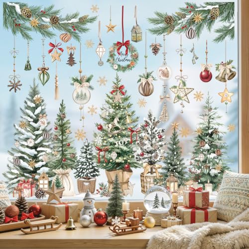 Wondever Christmas Window Clings Decals Static Cling Boho 9 Sheets 20x30cm
