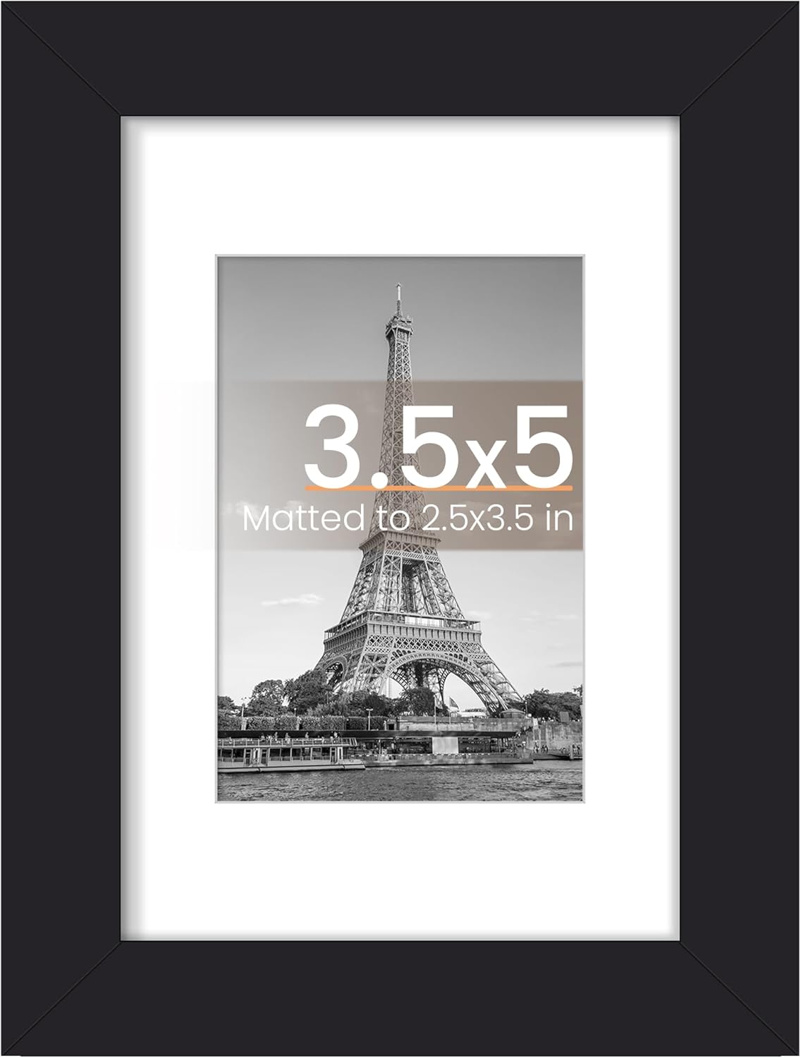 Upsimples 3.5x5 Picture Frame - Versatile Wall Hanging for 2.5x3.5 or 3.5x5 Photos - Black, 1 Pack