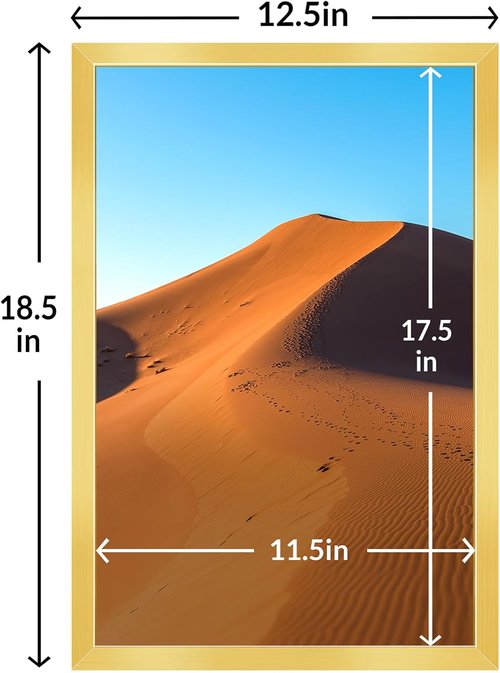 LaVie Home 12x18 Gold Picture Frame - HD Plexiglass Wall Display Frame for Vertical or Horizontal Use