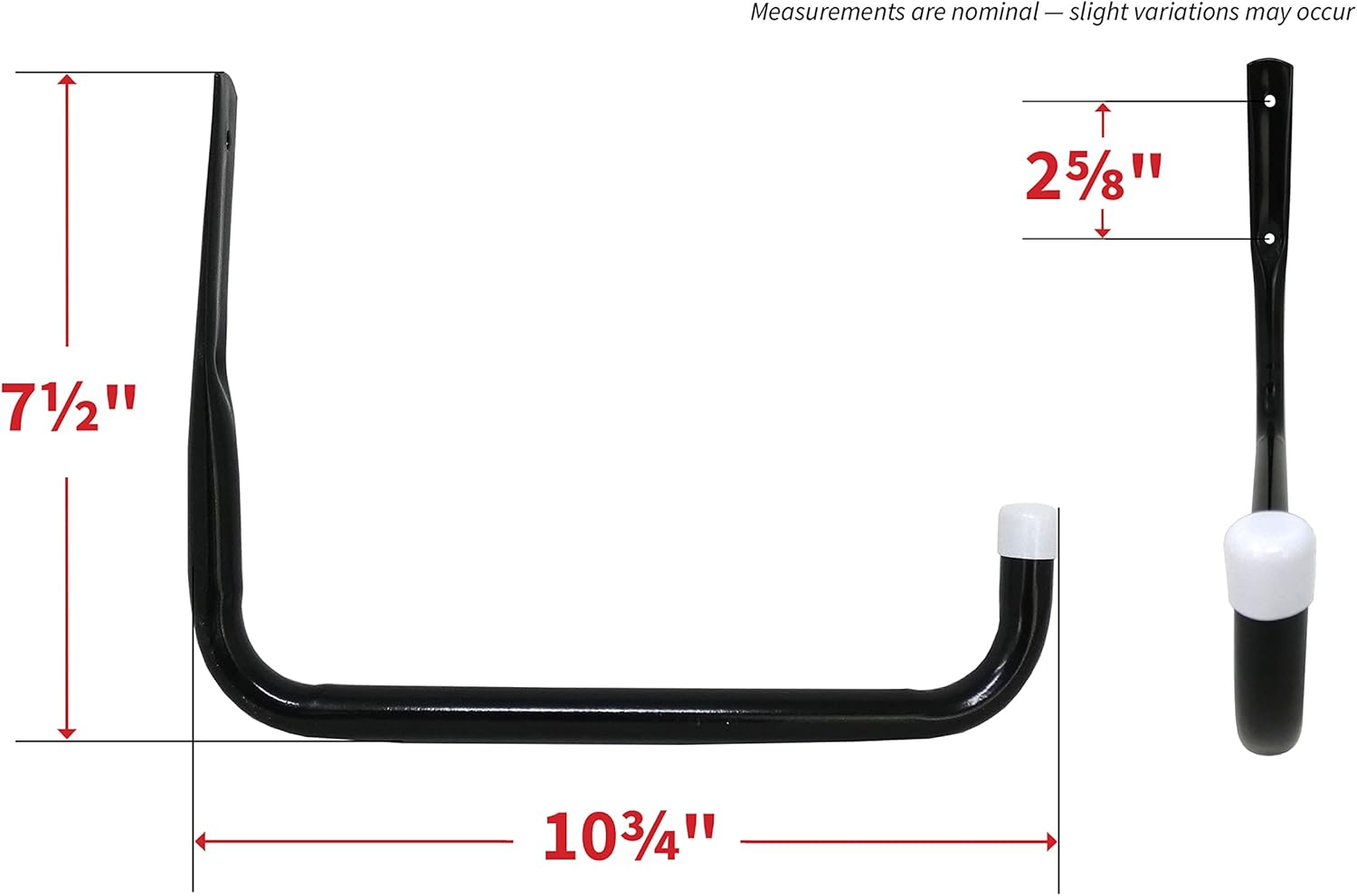 Shepherd Hardware Heavy Duty Steel 10-Inch Garage Utility Hooks - 4 Pack, Black Finish