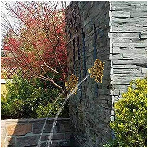 Lion Head Wall Fountain Decor - Resin Outdoor Water Spout, 2 Pack