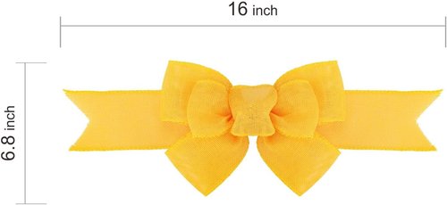 Meseey Yellow Wired Ribbon - 2 Pcs Handmade Burlap Bows for Wreaths & Gift Wrapping