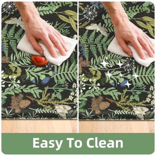 2-Piece Botanical Anti-Fatigue Kitchen Mat Set, Waterproof PVC Standing Rugs