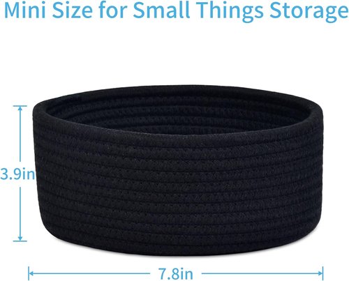 ABenkle Small Woven Basket - Decorative Mini Cotton Rope Storage for Toys, Spa & Nursery | Round Design