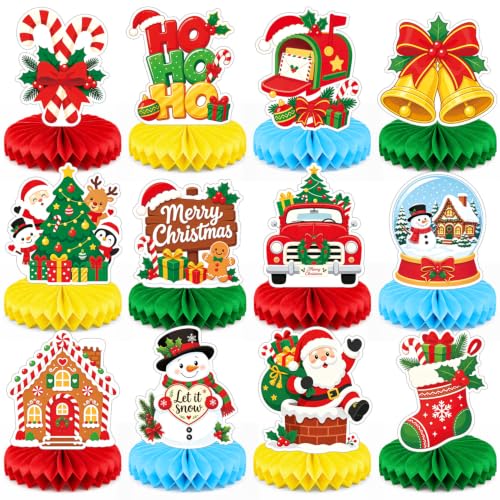 Christmas Honeycomb Centerpieces 12Pcs Set – Actilize Christmas Decor (Variation: THIS listing: Christmas)