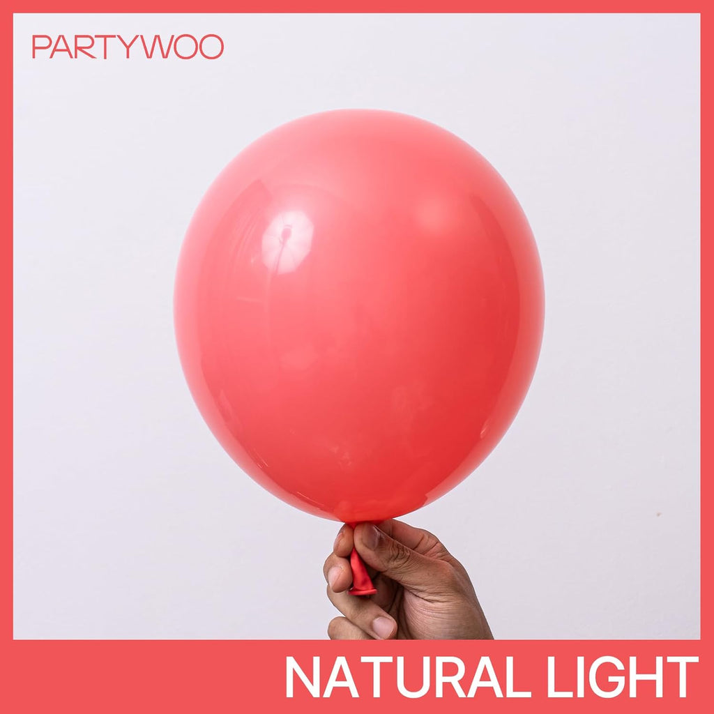 PartyWoo Coral Balloons - 50pcs 12 Inch Pastel Red Pink Latex Helium Balloons for Celebrations