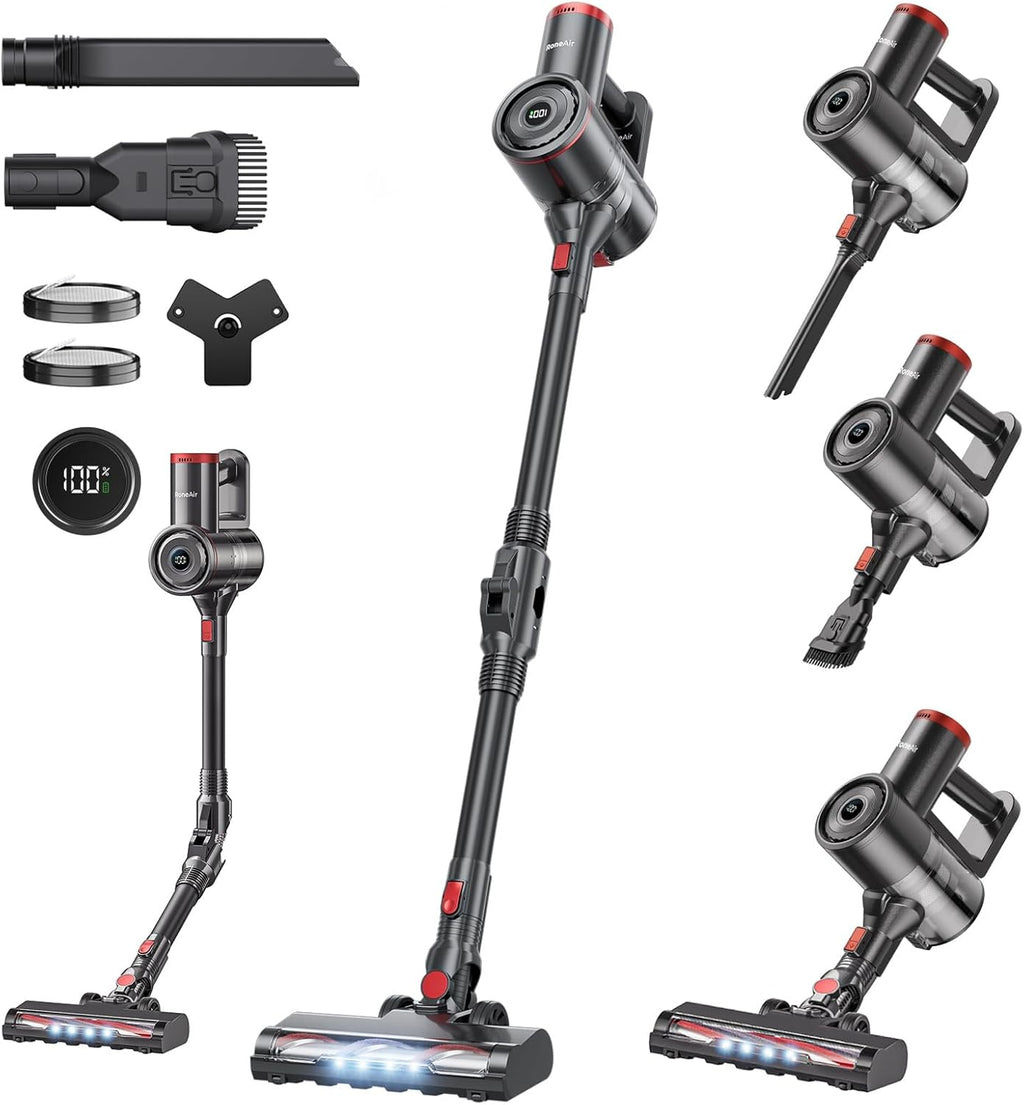 RONEAIR Cordless Vacuum Cleaner - Powerful 40Kpa Suction | Self-Standing, 45 Mins Runtime for Pet Hair & Hard Floors