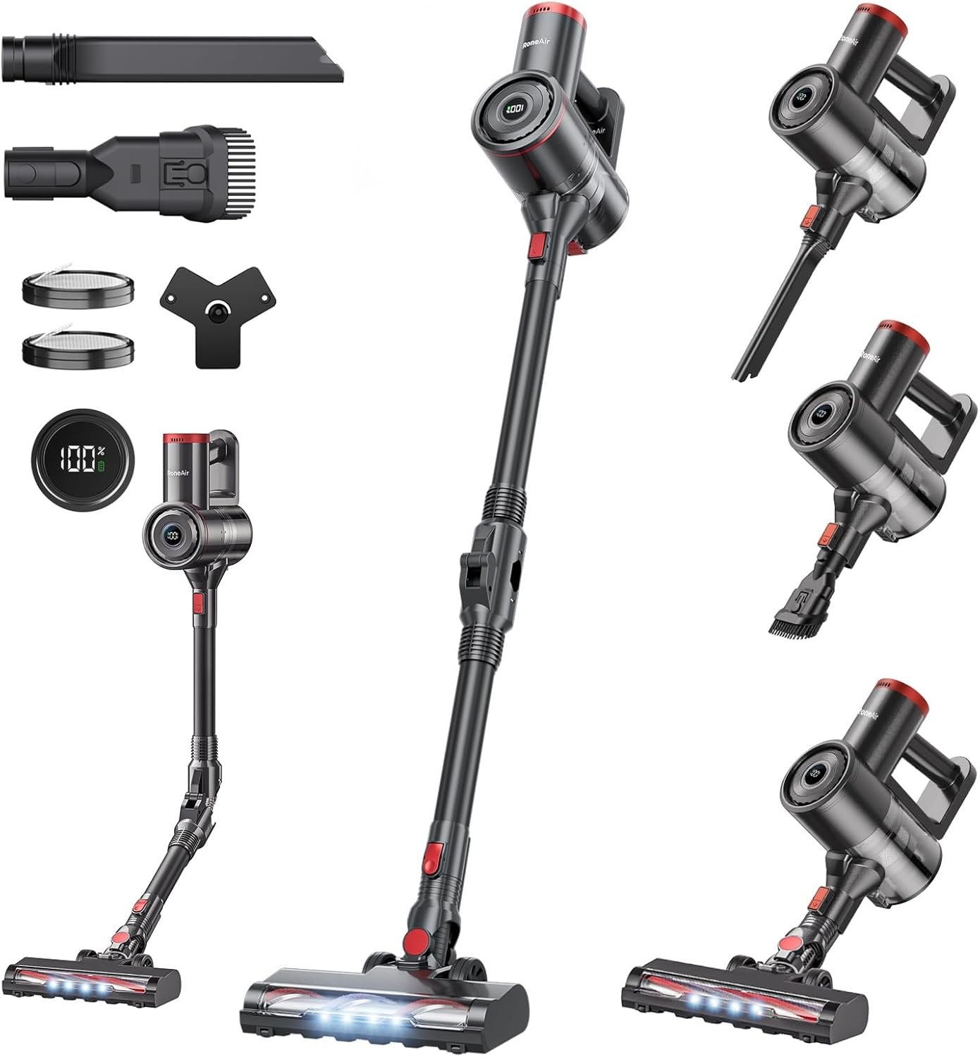 RONEAIR Cordless Vacuum Cleaner - Powerful 40Kpa Suction | Self-Standing, 45 Mins Runtime for Pet Hair & Hard Floors