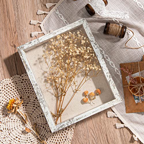 8x10 Shadow Box Frame with Front Opening Door & Real Glass - Distressed White